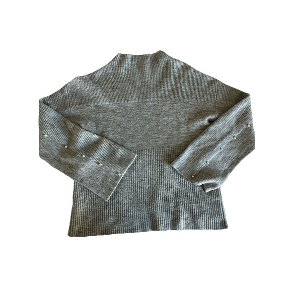 BKE Gray Sweater Small Cozy Flare Sleeve Pearl Embellished - Picture 2 of 9